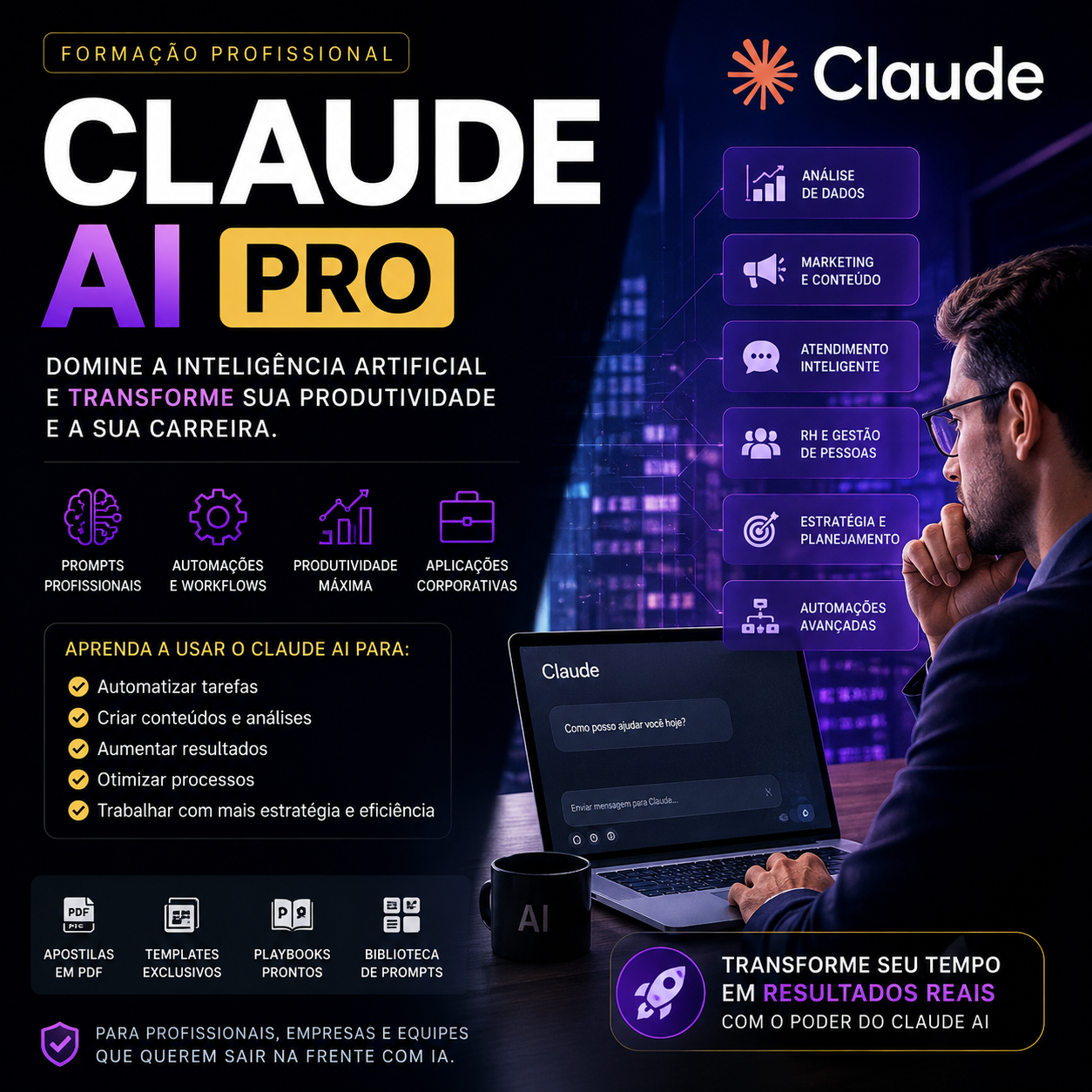 Capa do produto Formação Profissional em Claude AI